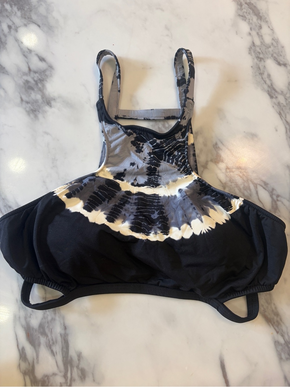 Lucky Brand Tie-Dye Black & Gray High-Neck 2 piece bikini swimsuit size M